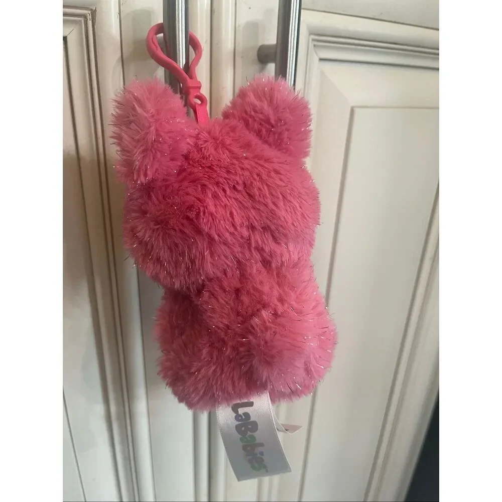 NWOT La Babies Pink Mimi Sparkle Monster Plush Clip-On Keychain Stuffed Toy
